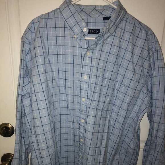IZOD Men's XL Blue Plaid Button Down Shirt - Picture 1 of 7